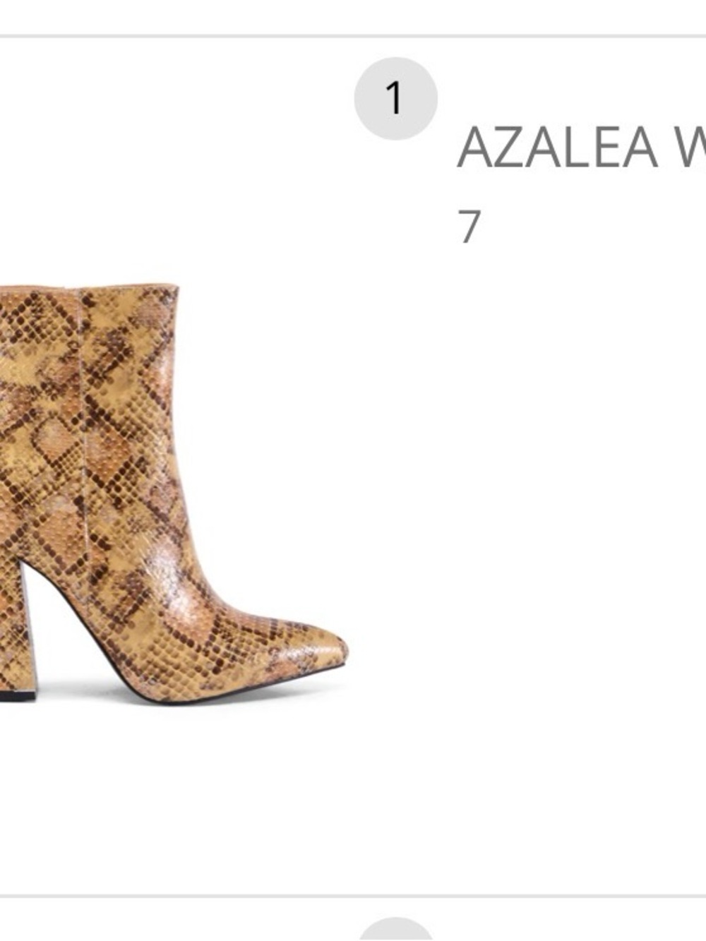 AKIRA Snake-Print Wedge Ankle Boot in Tan and Brown